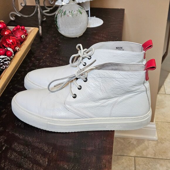 Del Toro Men's Leather Hi Top Sneakers / Ankle Boots, White, Sz 13 - Picture 3 of 16